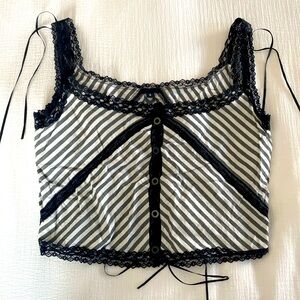 Vintage Anna Sun black and white stripe size 4 or small lace tank top crop
